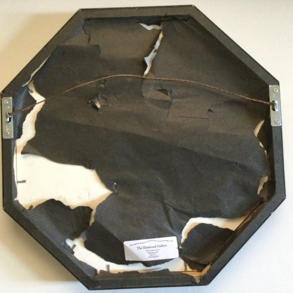 Framed needlework embroidery yarn art bird flowers octagonal shape wall decor - Picture 5 of 5